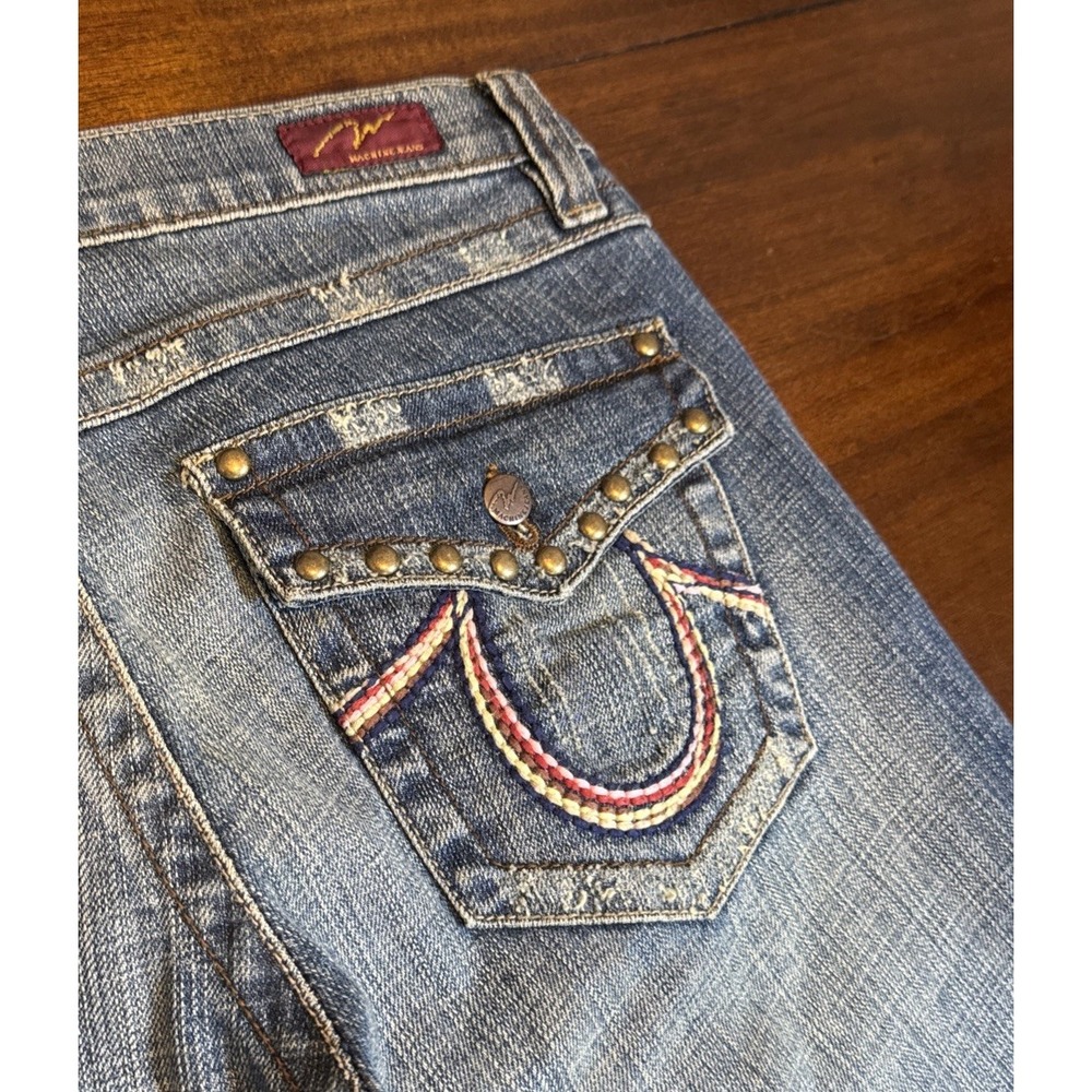 NWT Machine Jeans Horseshoe Bootcut Denim Junior's Size‎ 13 Blue Distressed Wash